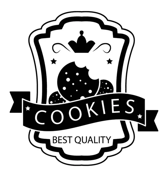 面包店食品 饼干徽章图标在字形设计 — 图库矢量图片