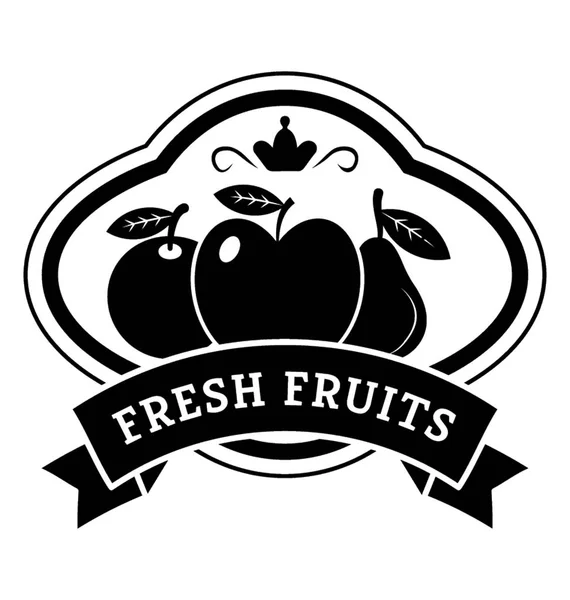 Logo Fruta Icono Del Sello Manzana — Vector de stock