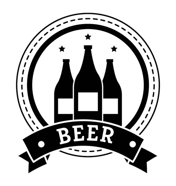 Icona Logo Birra Nel Design Del Glifo — Vettoriale Stock