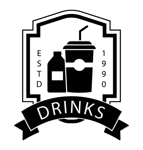 Icono Del Emblema Las Bebidas Diseño Glifo — Archivo Imágenes Vectoriales