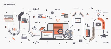 Online ders illüstrasyon düz tasarım.