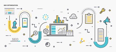 SEO Optimizasyon çizimde düz tasarım