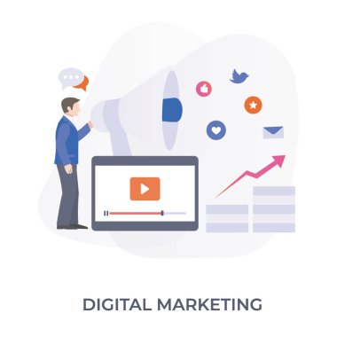İllüstrasyon vektör tasarım dijital pazarlama kavramı.