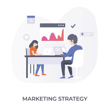 Pazarlama stratejisi illüstrasyon vektör tasarımı