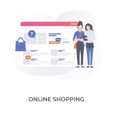 Online alışveriş illüstrasyon vektör tasarımı