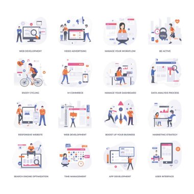 Proje Yönetimi düz kavramsal çizimler ayarlanır. Bu vektörler sunumlar, web tasarım, web uygulamaları, mobil uygulamalar veya tasarım projeleri her tür için mükemmeldir.