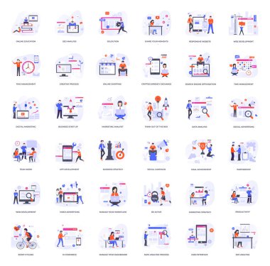 Düz kavramsal çizimler paketi 40 vektörel çizimler oluşan proje yönetimi. Bir yaratıcı, teknik ve mükemmel bir paketi için. Bu set, ihtiyacına göre değiştirilebilir.