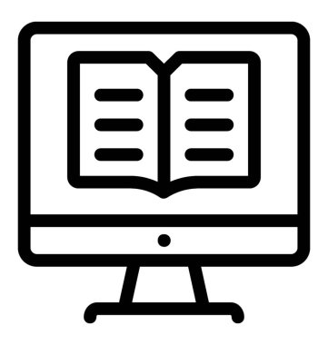 çizgi online kitap simge vektör 
