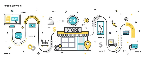 Online alışveriş illüstrasyon düz tasarımı.
