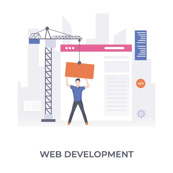Flat Illustration Design Web Development — Stock Vector