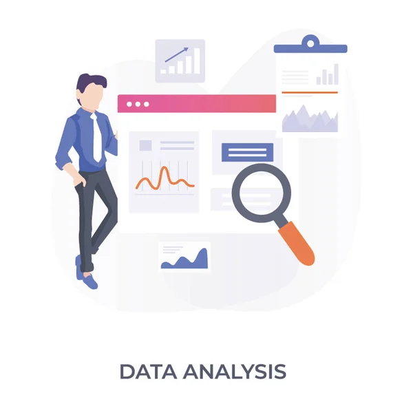 Illustration Plate Analyse Des Données — Image vectorielle