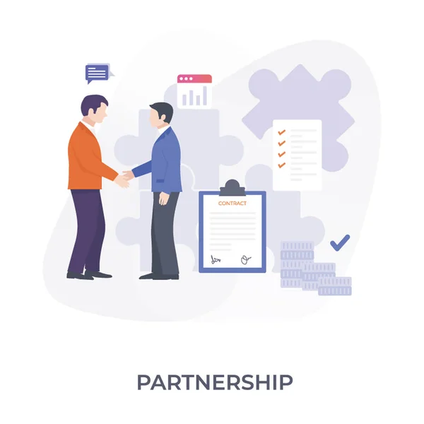 Partnership Illustration Flat Design — Stock Vector