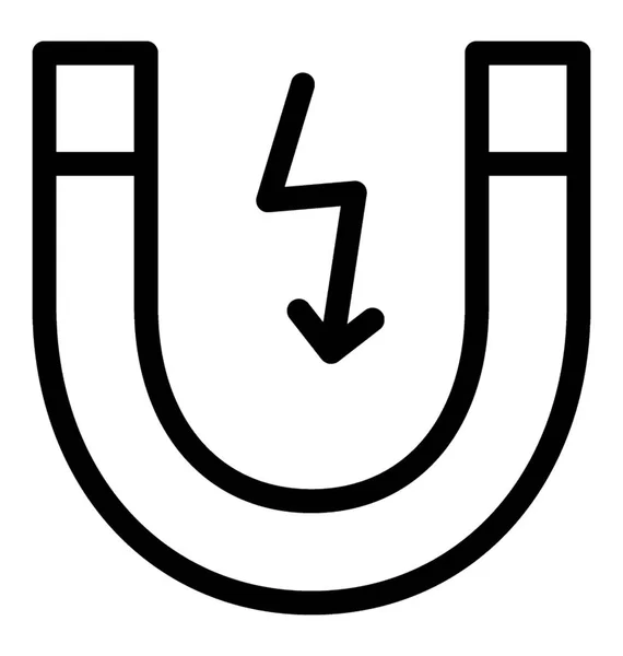 Horseshoe Magnet Icon Line Design — Stock Vector