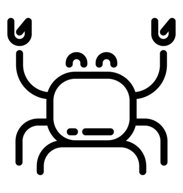 Deniz ürünleri çizgi vektör, yengeç simgesi