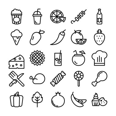 Restoran Menüsü, mobil simgeler ve diğer tasarım projeleri için özel olarak tasarlanmış gıda paketi. Bu set satır simgesi sağlık konsepti ile gıda ve pişirme malzemeyi görüntülemedir. Kullanmak için basılı tutun. 