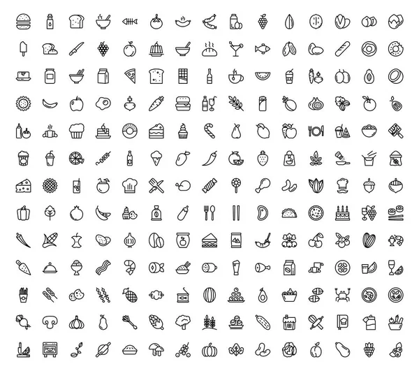 Burada Restoran için gıda simgeleri bir iştah açıcı paketi var, web tasarımı ve gıda ile ilgili projeler, Snack gıda ile dolu, meyve ve hat vektör tasarımı sebze. Gerekliliğe göre düzenleyin ve kullanın. 