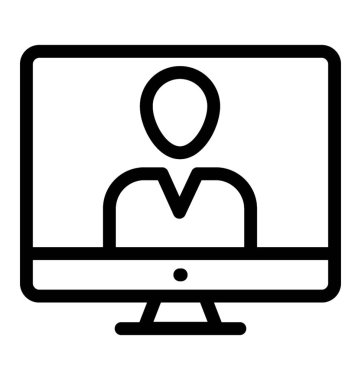 satırı video arama simgesi, çizgi vektör 