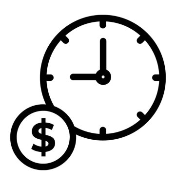 Para simgesi, çizgi vektör Zamanı 