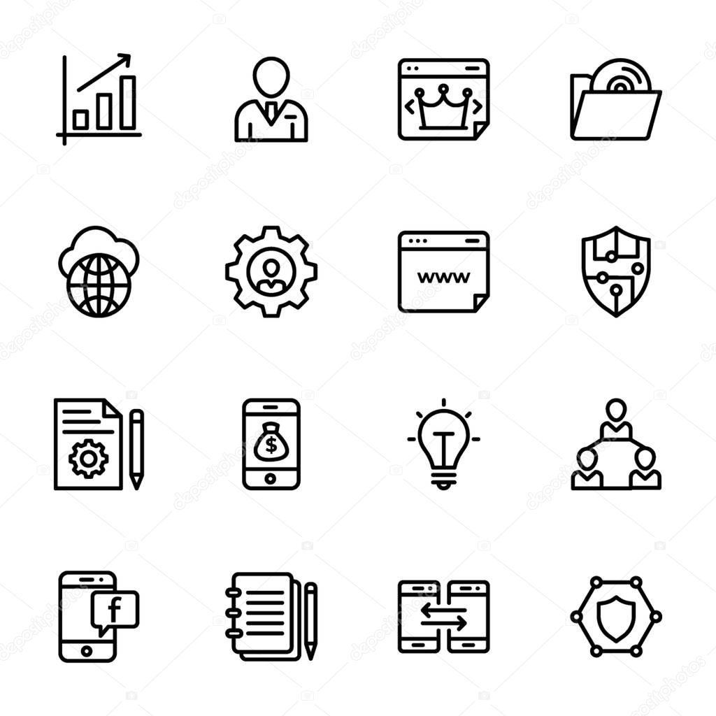 Seo and web line icons pack is here having advantageous vectors. Fix these icons and use as per your project needs. Don't waste time just grab and use in associated department. 
