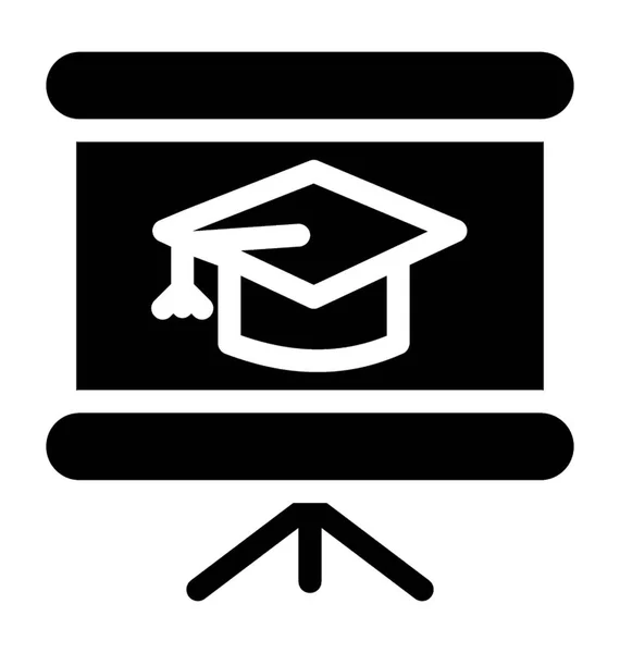 Grafico Solido Del Vettore Icona Presentazione Educativa — Vettoriale Stock