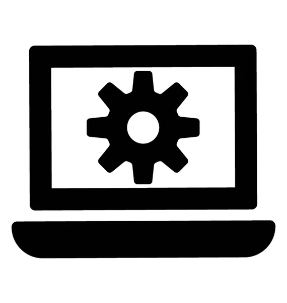 Icona Impostazione Del Computer Portatile Nel Design Solido — Vettoriale Stock
