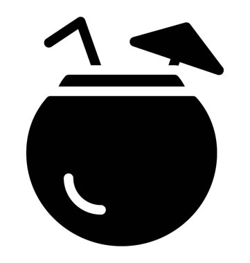 Glif vektör Hindistan cevizi suyu simgesi