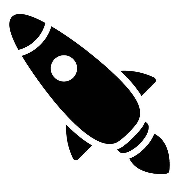 Icono Cohete Diseño Vector Sólido — Vector de stock