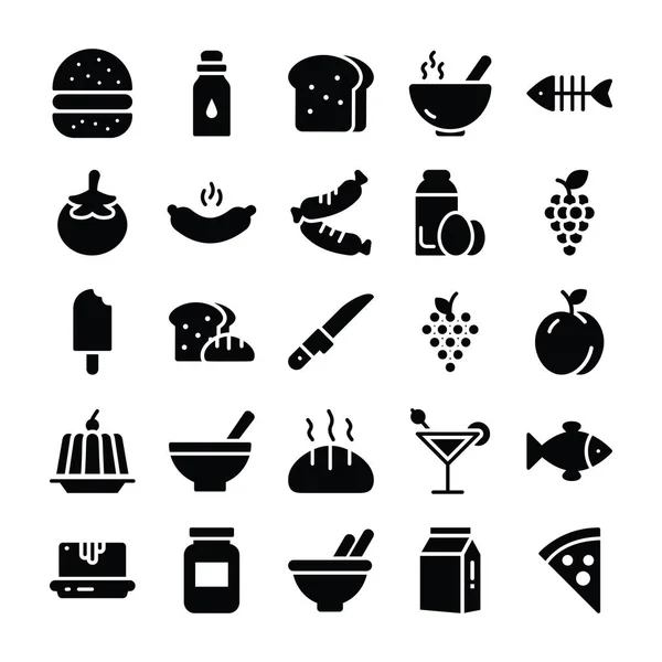 Эксклюзивно Разработанный Пакет Продуктов Питания Ресторанного Меню Мобильных Иконок Других — стоковый вектор