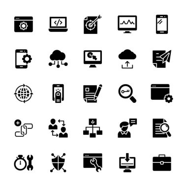 SEO ve web katı simgeler paketi burada avantajlı vektörel çizimler yaşıyor. Bu simgeler saptamak ve proje gereksinimlerinize göre kullanın. Zaman sadece kapmak harcamak yok ve ilişkili bölümünde kullanın. 