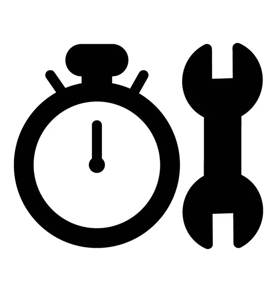 Tiempo Mantenimiento Icono Diseño Sólido — Vector de stock