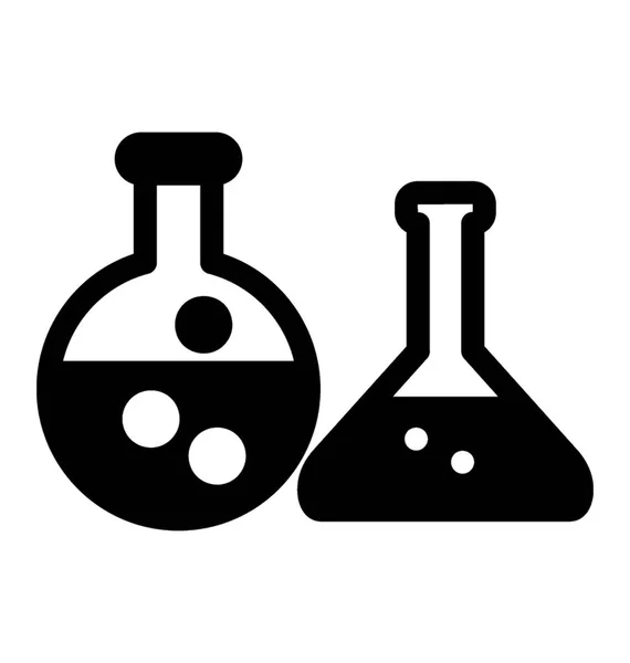 Chemická Baňka Ikona Solidní Design Chemie Kuželové Baňky Skleněné Laboratoř — Stockový vektor