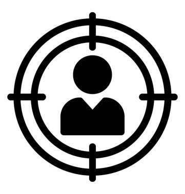 Odak kişi simgesi, glif vektör tasarımı