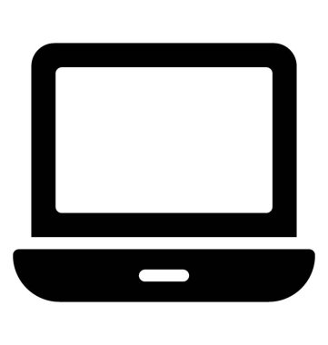 Dizüstü bilgisayar kutsal kişilerin resmi, glif vektör tasarımı