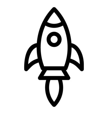 Roket simgesi, çizgi vektör tasarımı