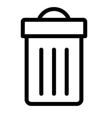 Çöp Kovası simgesi, çizgi vektör tasarımı
