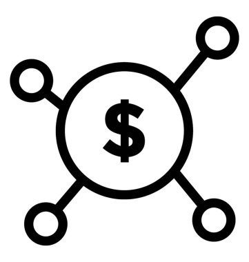  Para ağ simgesini, çizgi vektör tasarımı.