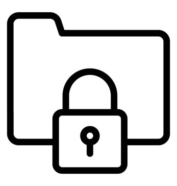 klasör kilidi simgesinin çizgi vektör tasarımı