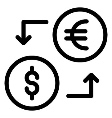 Döviz Alım Satım simgesinin çizgi vektör tasarımı