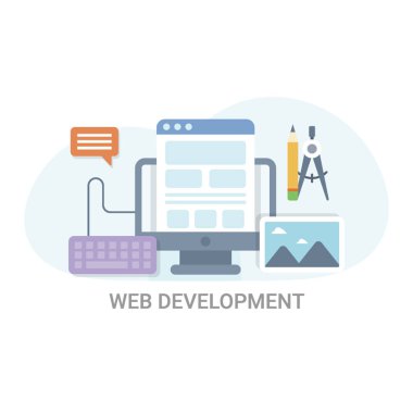 Web geliştirme düz vektör illüstrasyon kavramı