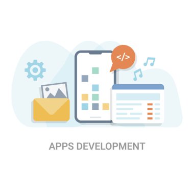 App geliştirme düz vektör illüstrasyon kavramı