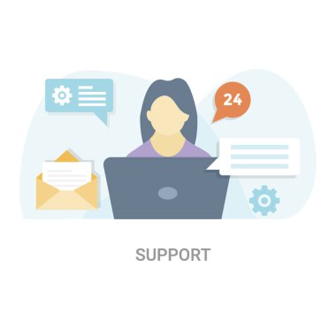 Müşteri Destek düz vektör illüstrasyon kavramı