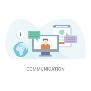 Video iletişim düz vektör illüstrasyon kavramı