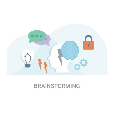Beyin fırtınası düz vektör illüstrasyon kavramı