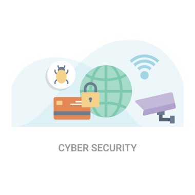 Siber Güvenlik düz vektör illüstrasyon kavramı