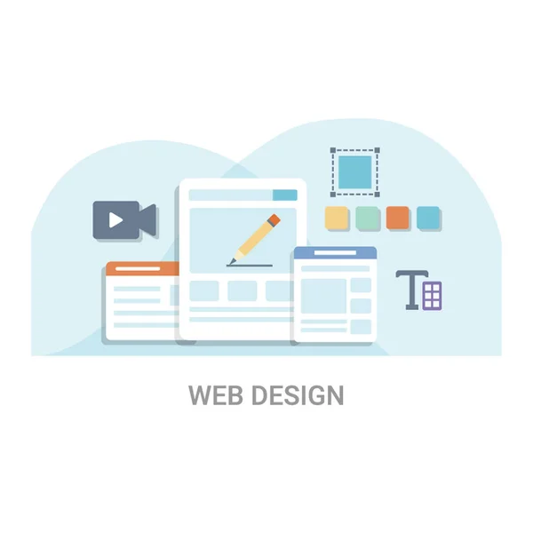 Web Design Concetto Illustrazione Vettoriale Piatta — Vettoriale Stock