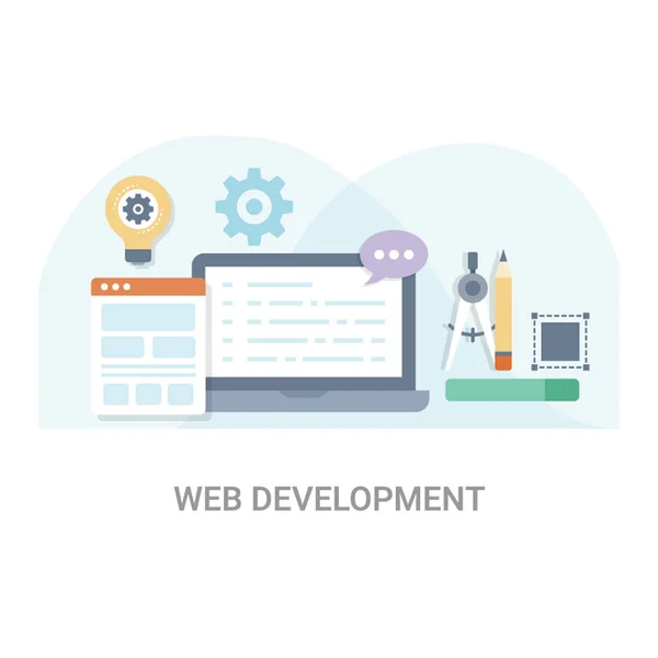 Desarrollo Web Vector Plano Concepto Ilustración — Archivo Imágenes Vectoriales