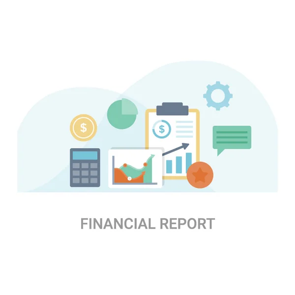 Relatório Financeiro Conceito Ilustração Vetorial Plana —  Vetores de Stock