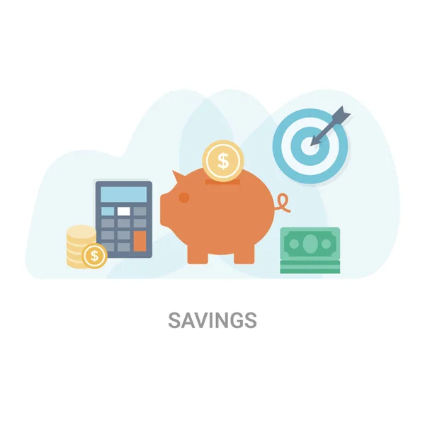 Conceito Ilustração Piggy Bank Flat Vector — Vetor de Stock