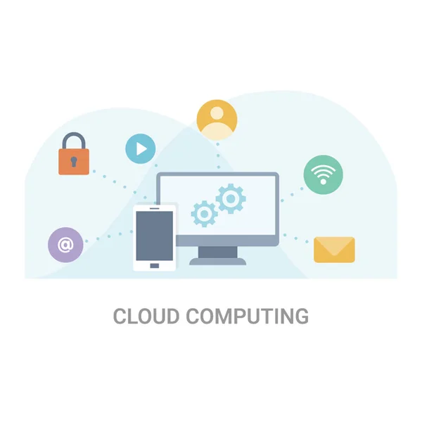 Illustration Vectorielle Plate Cloud Computing — Image vectorielle