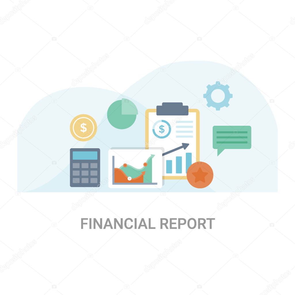 Financial report flat vector illustration concept
